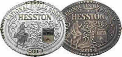 2014 Gold Silver Hesston buckle and 2014 Brass Hesston buckle
